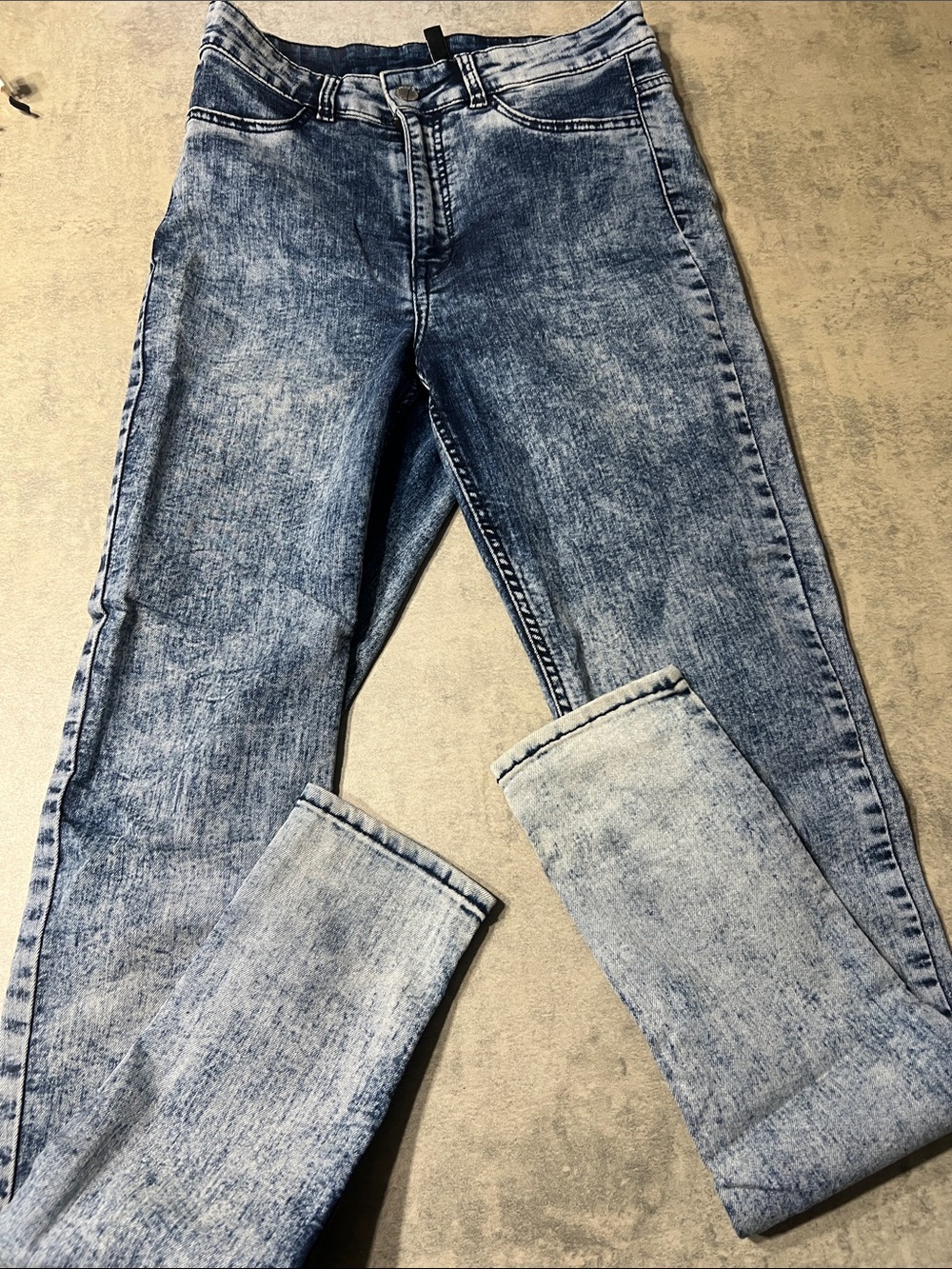 Divided Dark Blue Denim Jacket with Red Nail Accent